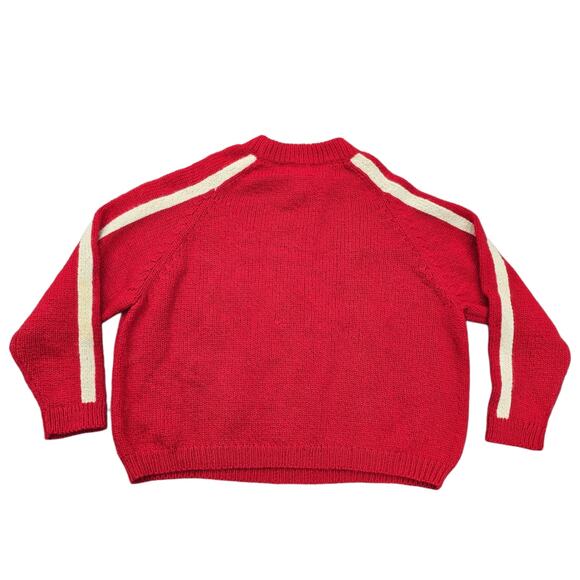 DKNY Jeans Sweater Red Handknit Wool Vintage 90s Donna Karan New York Size M/L - Picture 9 of 10